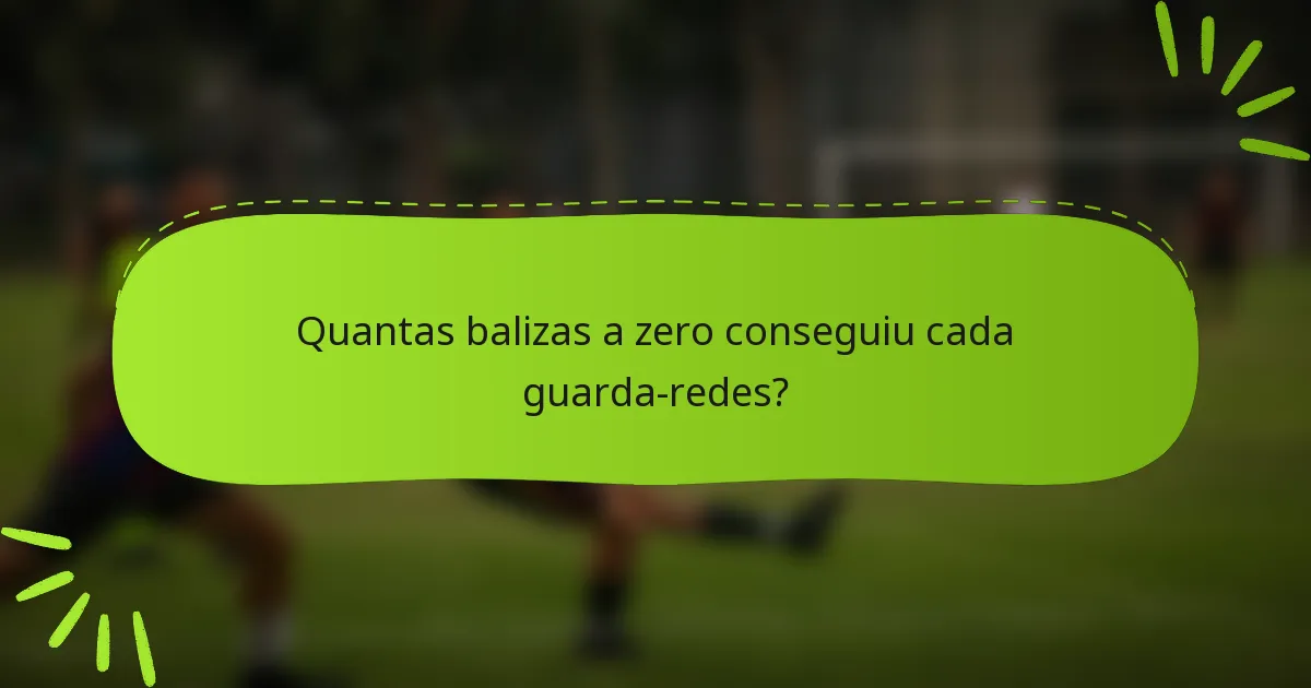 Quantas balizas a zero conseguiu cada guarda-redes?